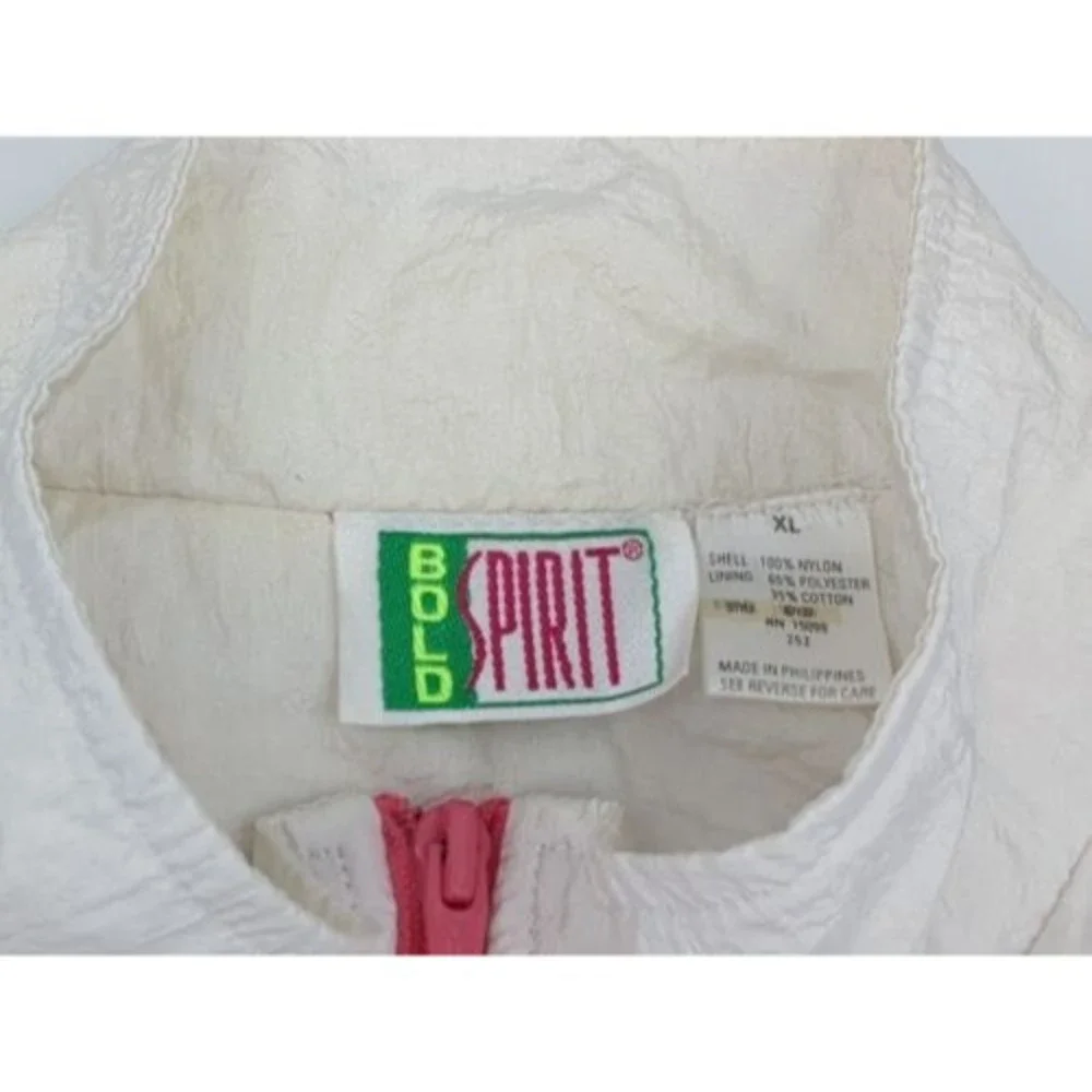 Vintage Bold Spirit Womens Nylon Windbreaker Jacket Size XL Grannycore Pastel 90